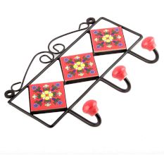 Red Yellow Flower Tiles Hooks 