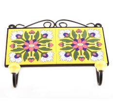 Yellow White Flower Tiles Hooks