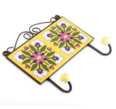 Yellow White Flower Tiles Hooks