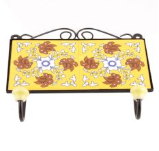 Yellow Brown Flower Tiles Hooks