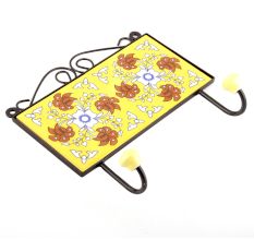 Yellow Brown Flower Tiles Hooks
