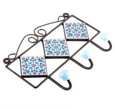 Turquoise Red Flower Tiles Hooks