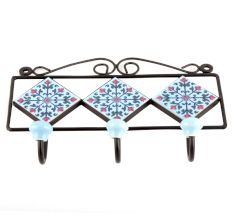 Turquoise Red Flower Tiles Hooks