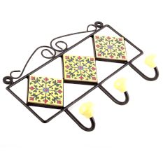 Yellow Forest Green Leaf Tiles Hooks