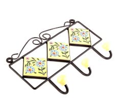 Yellow Turquoise Tiny Flower Tiles Hook