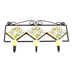 Yellow Turquoise Tiny Flower Tiles Hook
