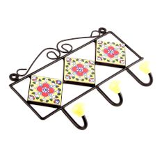  Yellow Red Floral Tiles Hooks
