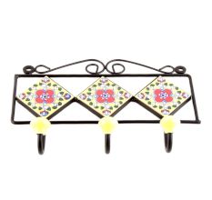  Yellow Red Floral Tiles Hooks