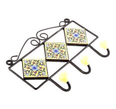 Yellow Forest Green Leaf Red Tiny Flower Tiles Hooks