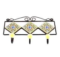 Yellow Forest Green Leaf Red Tiny Flower Tiles Hooks