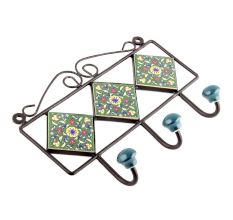 Forest Green Yellow  Wheel Tiles Hooks