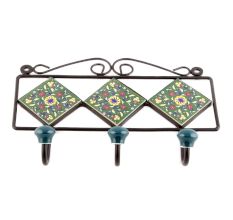 Forest Green Yellow  Wheel Tiles Hooks