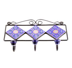 Navy Blue Yellow Sunflower Flower Tiles Hook 