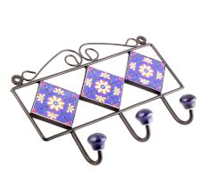 Navy Blue Yellow Sunflower Tiles Hooks