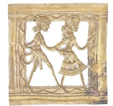 Brass Dhokra Rustic Wall Hanging Man & Woman Doing Daily Life  Activities