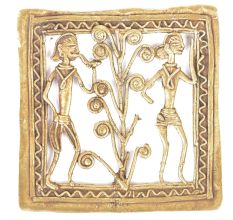 Brass Dhokra Wall Art Hanging 2 People & A Tree Between Them