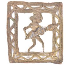 Brass Rustic Dhokra Wall Art Hanging Woman Holding Wood In  Her Hand