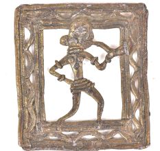 Brass Rustic Dhokra Wall Art Hanging Tribal Lady Playing Saxophone