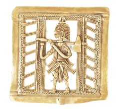 Dhokra Brass Farmer With Axe Wall Hanging