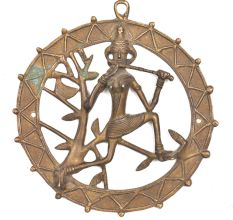 Brass Round Wall Hanging Dhokra Art Lord Krishna