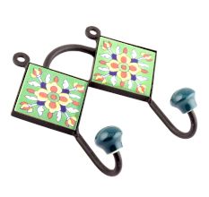 Green Yellow Flower Tiles Hooks 