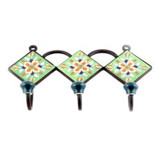 Green Yellow Flower Tiles Hooks