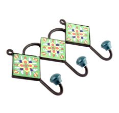 Green Yellow Flower Tiles Hooks
