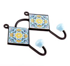  Turquoise Yellow Sunflower Tiles Hooks