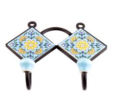  Turquoise Yellow Sunflower Tiles Hooks