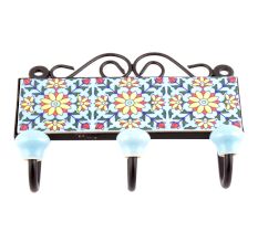 Turquoise Yellow Sunflower Tiles Hooks