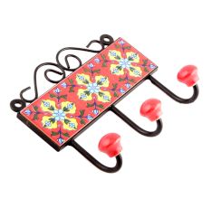  Red Turquoise Tiny Flower Tiles Hooks