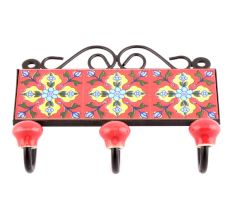  Red Turquoise Tiny Flower Tiles Hooks