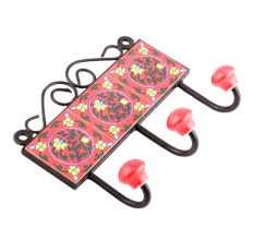 Red Forest Green Leaf Tiles Hooks