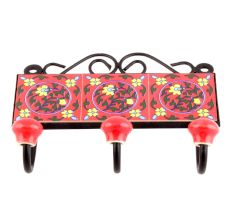 Red Forest Green Leaf Tiles Hooks