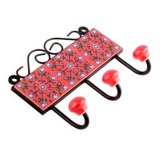 Red Turquoise Tiny Flower Tiles Hooks