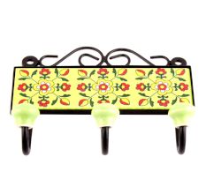  Yellow Red Floral Tiles Hooks