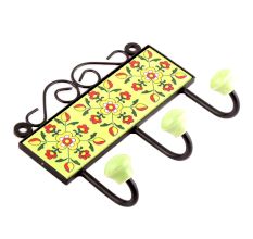  Yellow Red Floral Tiles Hooks