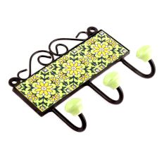 Pea Green And Forset Green Sunflower Tiles Hooks