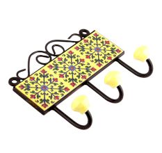 Mustard And Red Tiny Flower Tiles Hooks