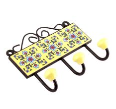 Yellow Turquoise Tiny Flower Tiles Hooks 