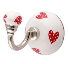 Red Heart Ceramic Wall Hooks