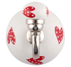 Red Heart Ceramic Wall Hooks