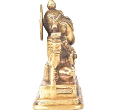 Brass Sitting Charbhuja Ganesha On a Raised Platform