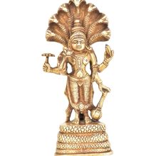 Brass Standing Vishnu On Sheshnaag