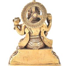 Brass Goddess Sarswati Sitting On A Raised Platform