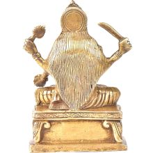 Brass Goddess Sarswati Sitting On A Raised Platform