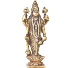 Brass Goddess Laxmi Standing On Lotus