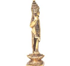 Brass Goddess Laxmi Standing On Lotus