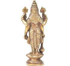 Brass Goddess Laxmi Standing On Lotus