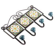  Forest Green And Yellow Tiny Flower Tiles Hooks